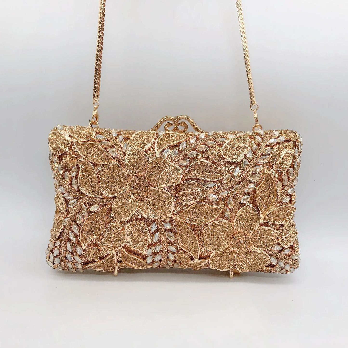 XIYUAN Evening Bags Gold/Silver Chain Shoulder Bags for Women Handbags Stones Day Clutches Diamonds Metal Ladies Clutch Handbags