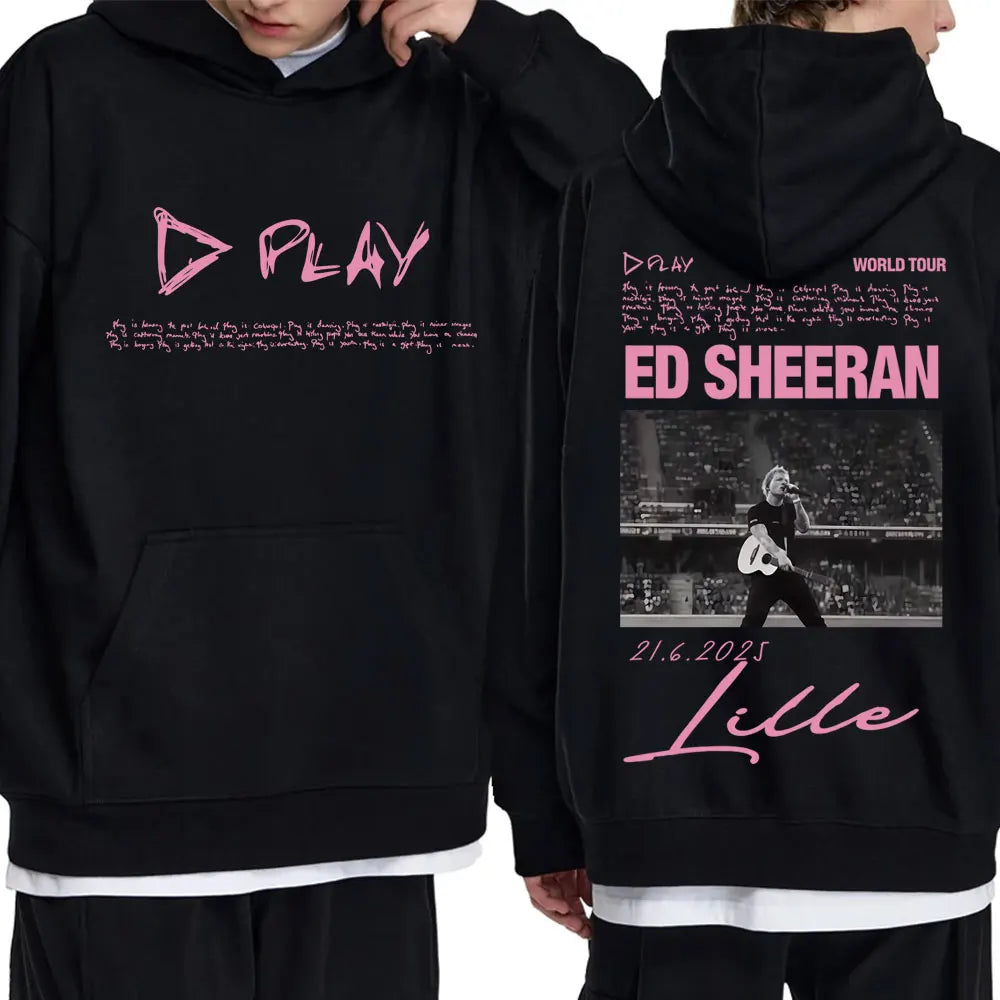 Ed Sheeran Play World Tour 2026 Merch Hoodie Men Women Fashion Hip Hop Hooded Sweatshirt Men's Cotton Oversized Pullover Hoodies