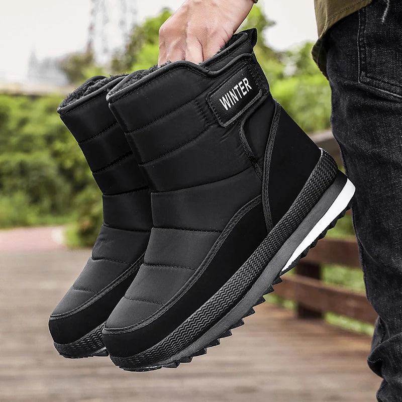 New Men's Winter Boots Warm Plush Snow Boots High Quality Waterproof High-Top Men's Ankle Boots Outdoor Men Hiking Boots Sneaker
