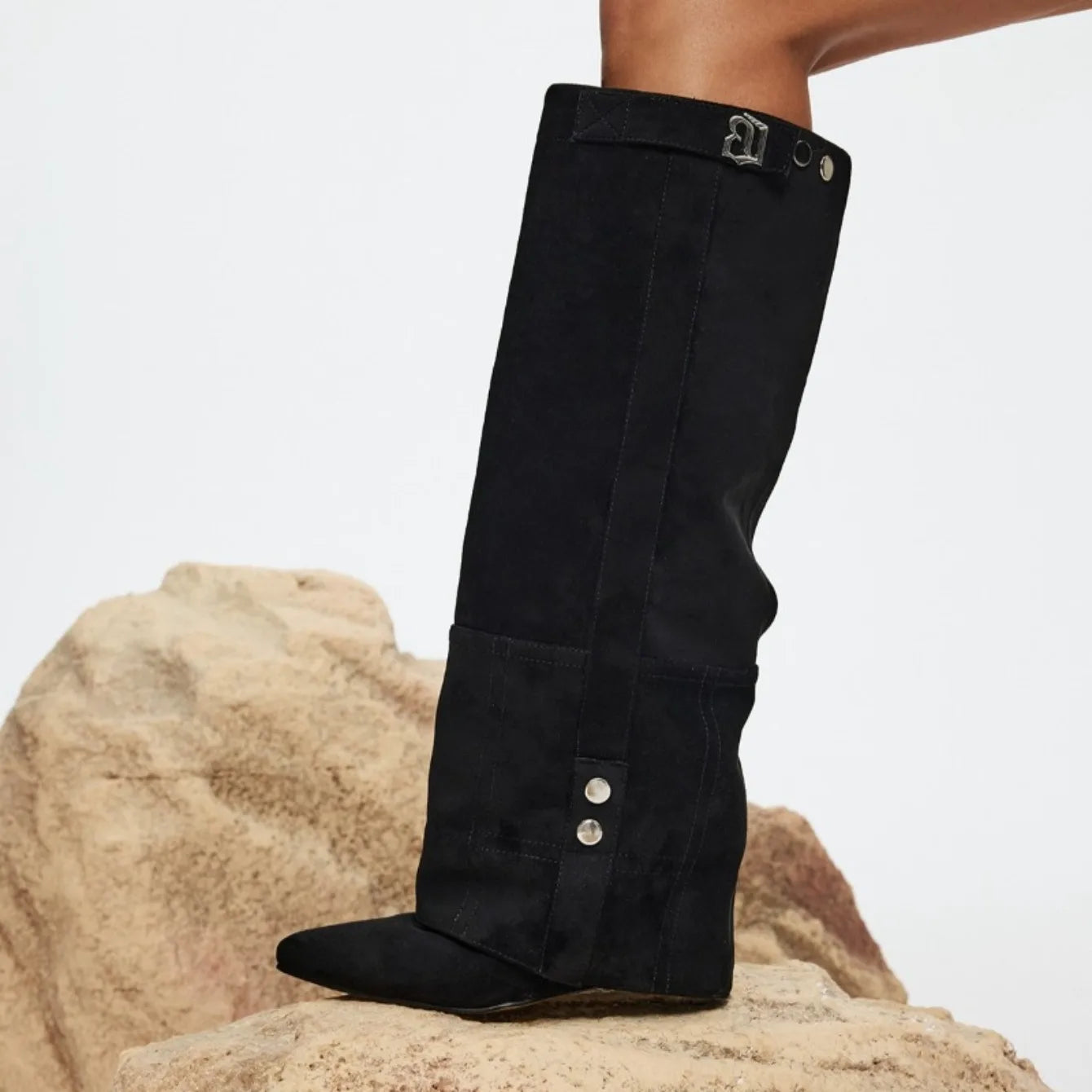 Women Boots Elegant Comfortable Shoes Women 2025 New Fashion Frosted Mid-calf Boots Women Low Heel Plus Velvet Knight Boots