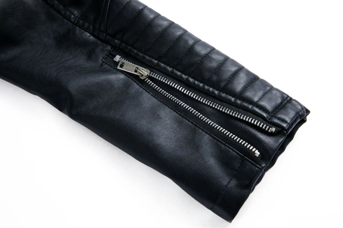 Spring and Autumn short women's leather jacket, Slim lapel biker suit, oblique zipper jacket women's coat