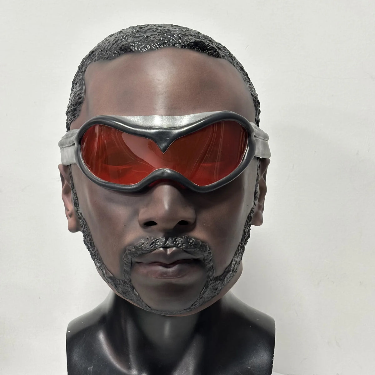 Realistic Bearded Man Full Head Latex Mask Detachable Red Lens Goggles Adult Halloween Cosplay Masquerade Party Costume Props