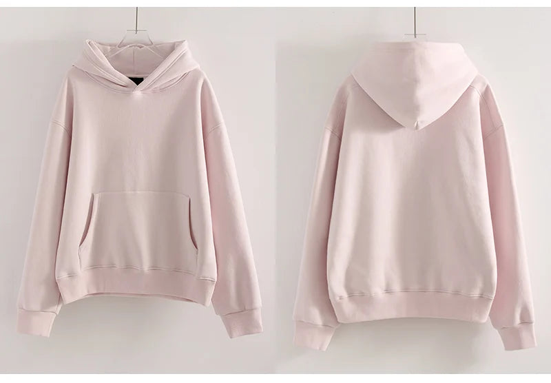 Winter Warm Hoodies Oversized For Women With Fleece Inside Yellow Thick Sweatshirts With Hooded Women Pink Hoodies Velvet Winter