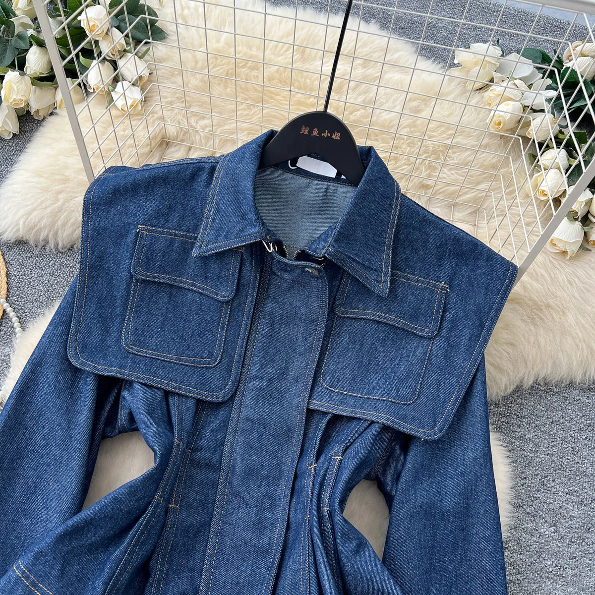 SINGREINY Fashion Senior Denim Jacket New French Classic Lapel Full Sleeves Slim Outwear Women Autumn Chic Elegant Workwear Coat