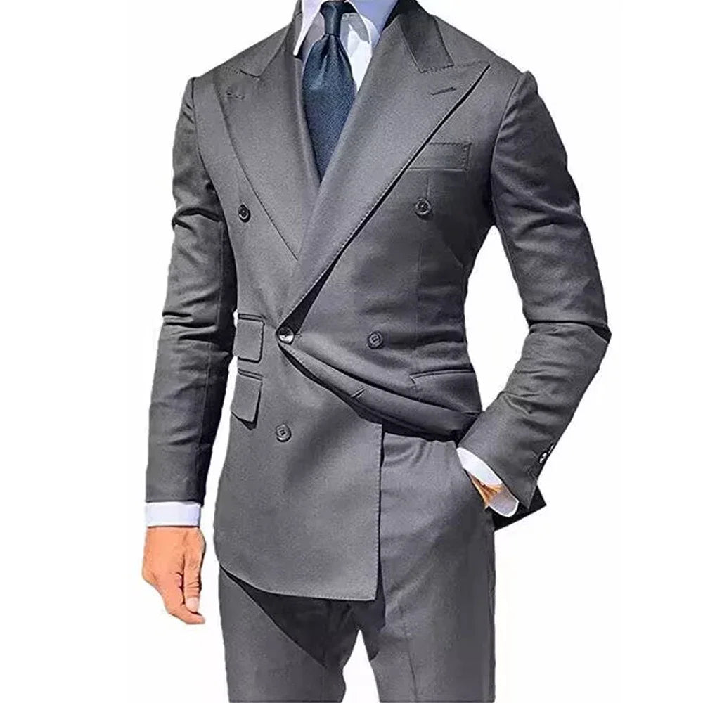 Yellow Men Suits 2 Pieces Set Fashion New Men's Casual Boutique Business Formal Wedding Groom Suit Coat Blazer Trousers 2024