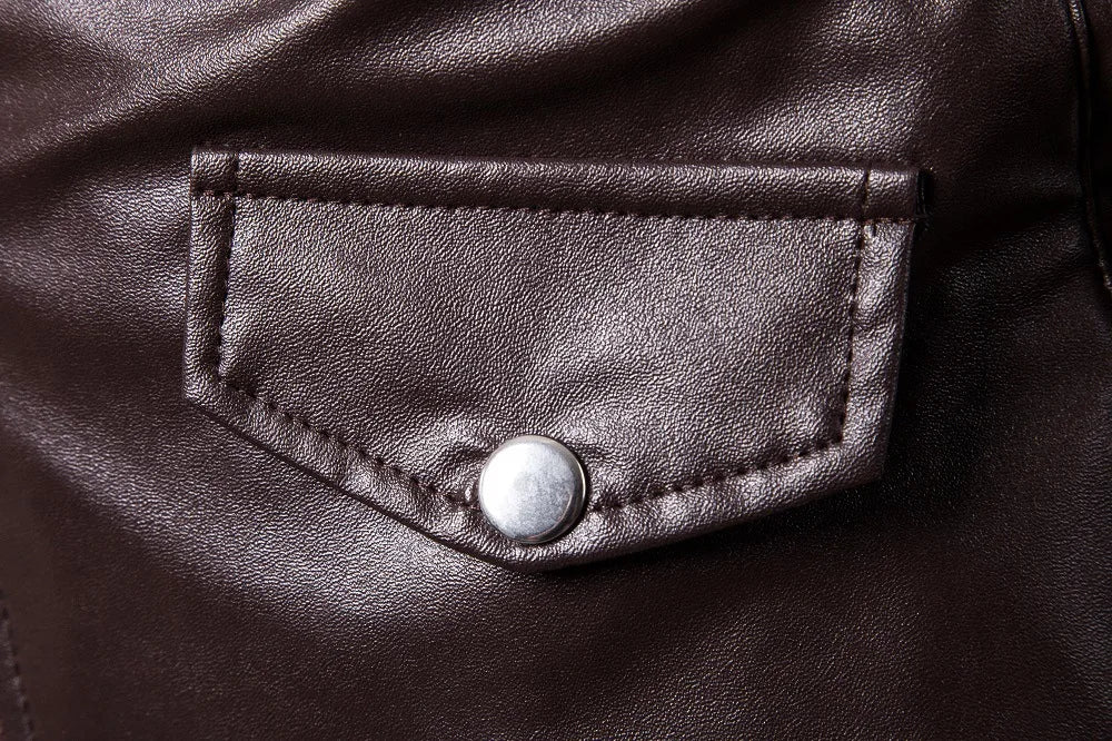 QICHE Men's Leather Jacket 2026 Slim PU Motorcycle Style Men's Jacket Fashion New Long Sleeve Casual Outerwear Coat For Men