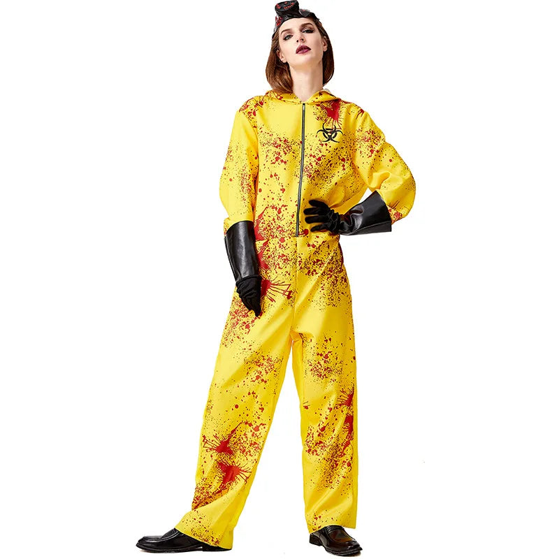 Walking Dead Zombie Horror Costume Kid Halloween Catsuit Hazmat Adult Scary Outfit Child Boys Bloody Hood Jumpsuit For Men Women