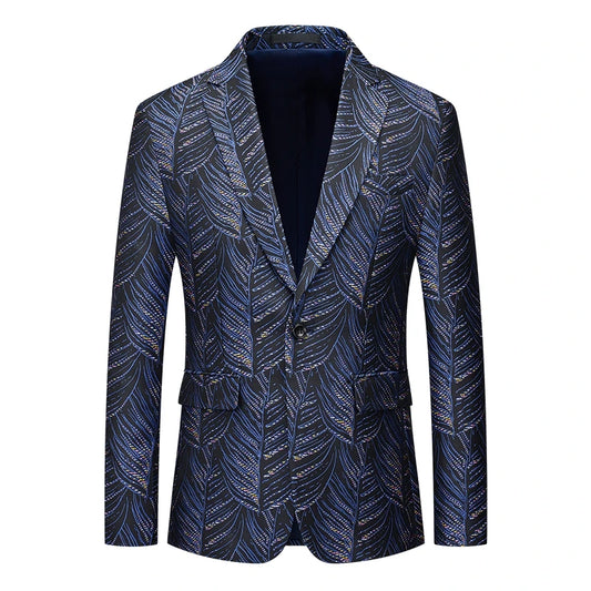 Plus Size M-6XL Men's Embroidered Notch Lapel Blazer Single Breasted Slim Fit Stage & Business Suit Jacket Formal Wear Clothing