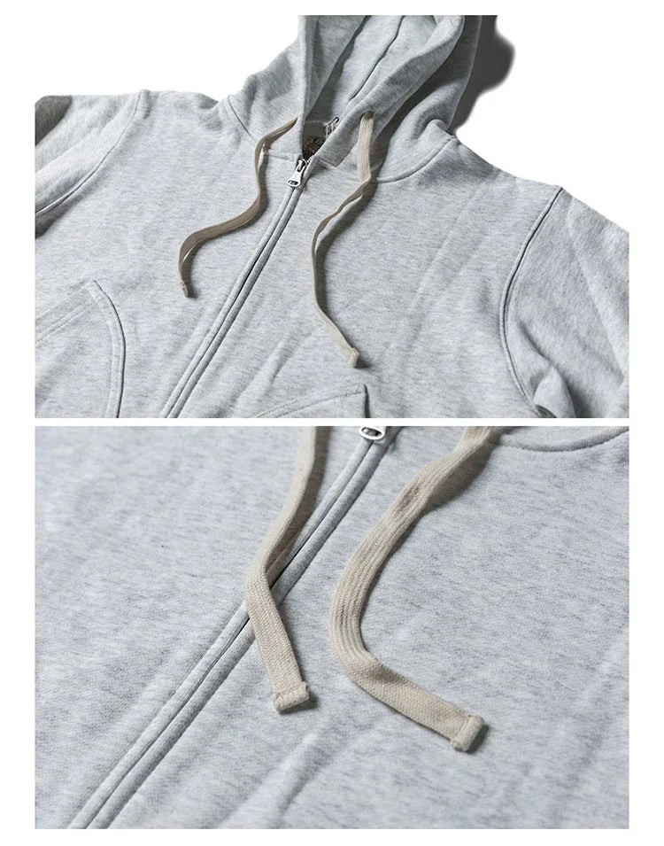 Non Stock Men's Zip Up Hooded Sweatshirt Heavyweight Solid Color Hoodies Thick