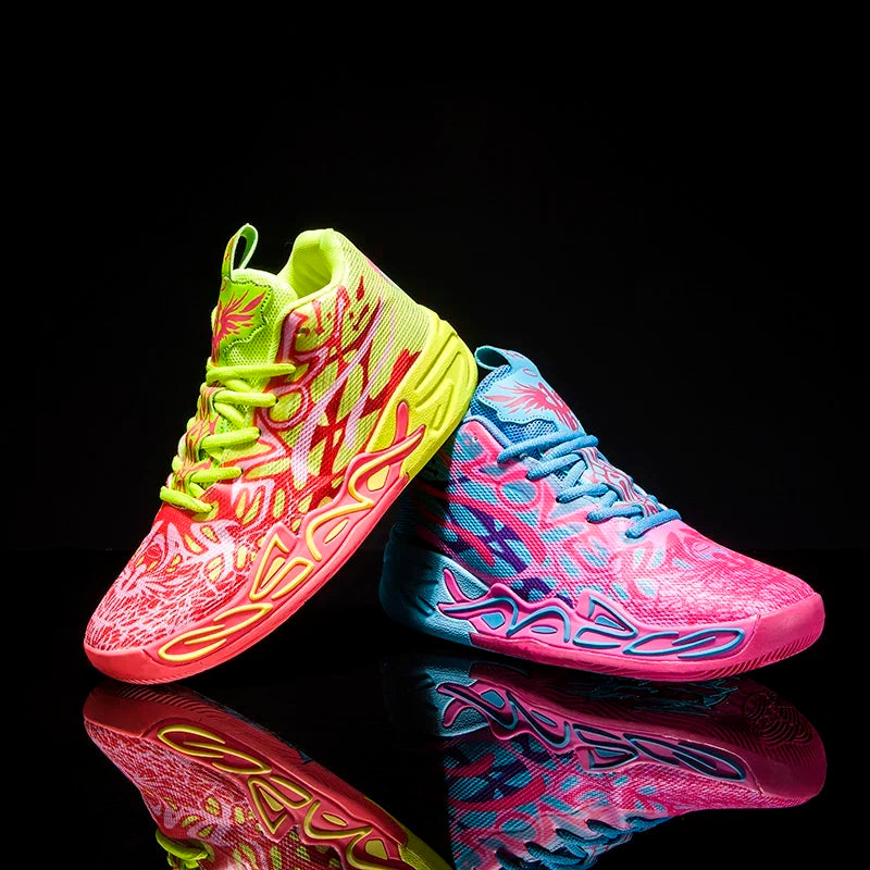 Mens Basketball Shoes Non-Slip Breathable Outdoor Sneakers Fashion Graffiti Sports Training Shoes for Running Walking