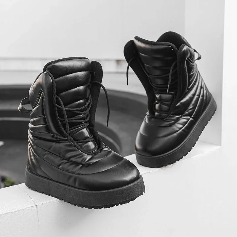 Winter Chukka Boots for Men Waterproof Snow Boots Warm Outdoor Boots Non Slip Durable Thick Sole Fashion Hiking Long Boots