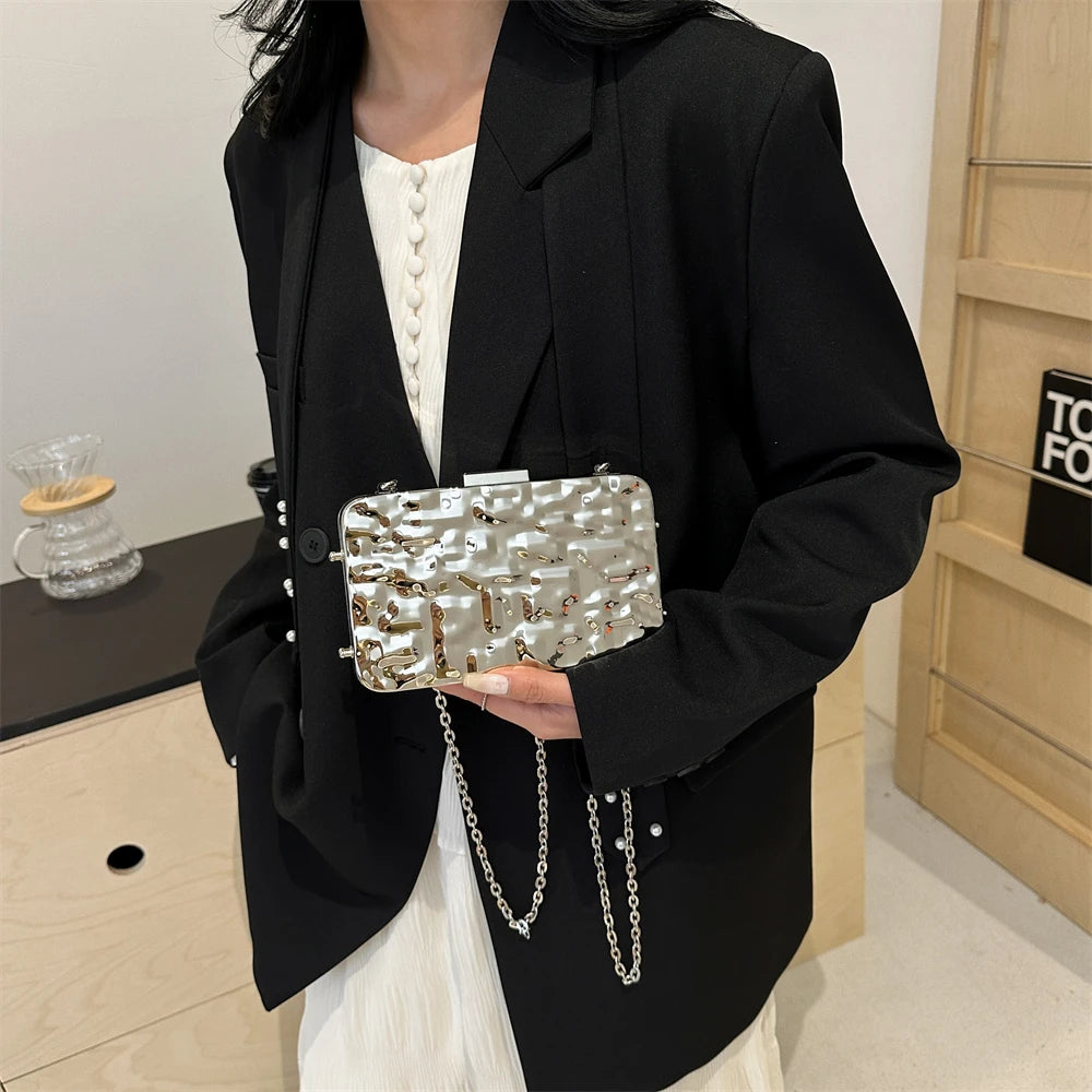 MOODS Luxury Golden Evening Bags For Women Wedding Dinner Party Chain Shoulder Cross Body Bag 2024 Designer Purses And Handbags