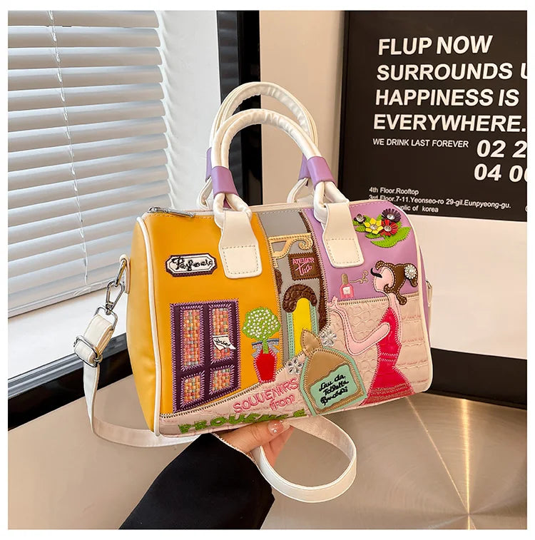 Design Patchwork Zipper 2026 Hot Sale Women's Bags Retro High Quality Women's Bags PU New Personality Stylish Shoulder Bags