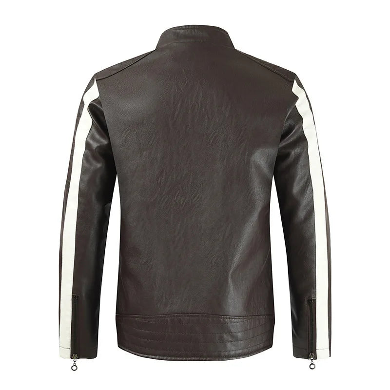 Men Slim Motorcycle Leather Jackets Casual PU Leather Coats HIgh Quality Male Stand Collar Leather Jaquetas Jackets And Coats 5X