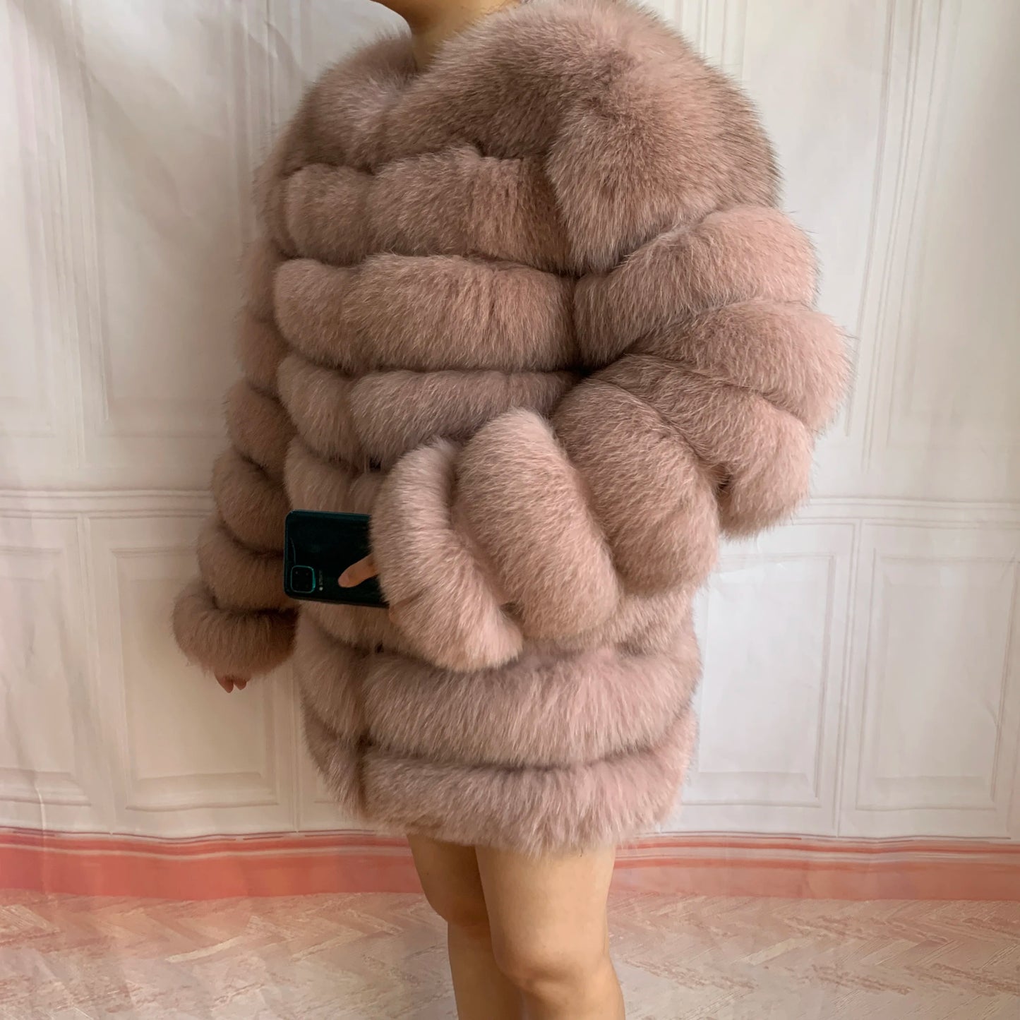 NEW Style Length Sleeves 4in1 Real Fur Coats Women Natural Real Fur Jackets Vest Winter Outerwear Women Fox Fur Coat Quality Fur