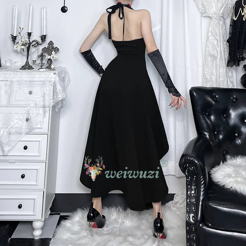 Halloween Costume Vampire Cosplay Costume Women Around The Neck Irregular High‑Low Hem Dress for Ghost Bride Cosplay Clothes