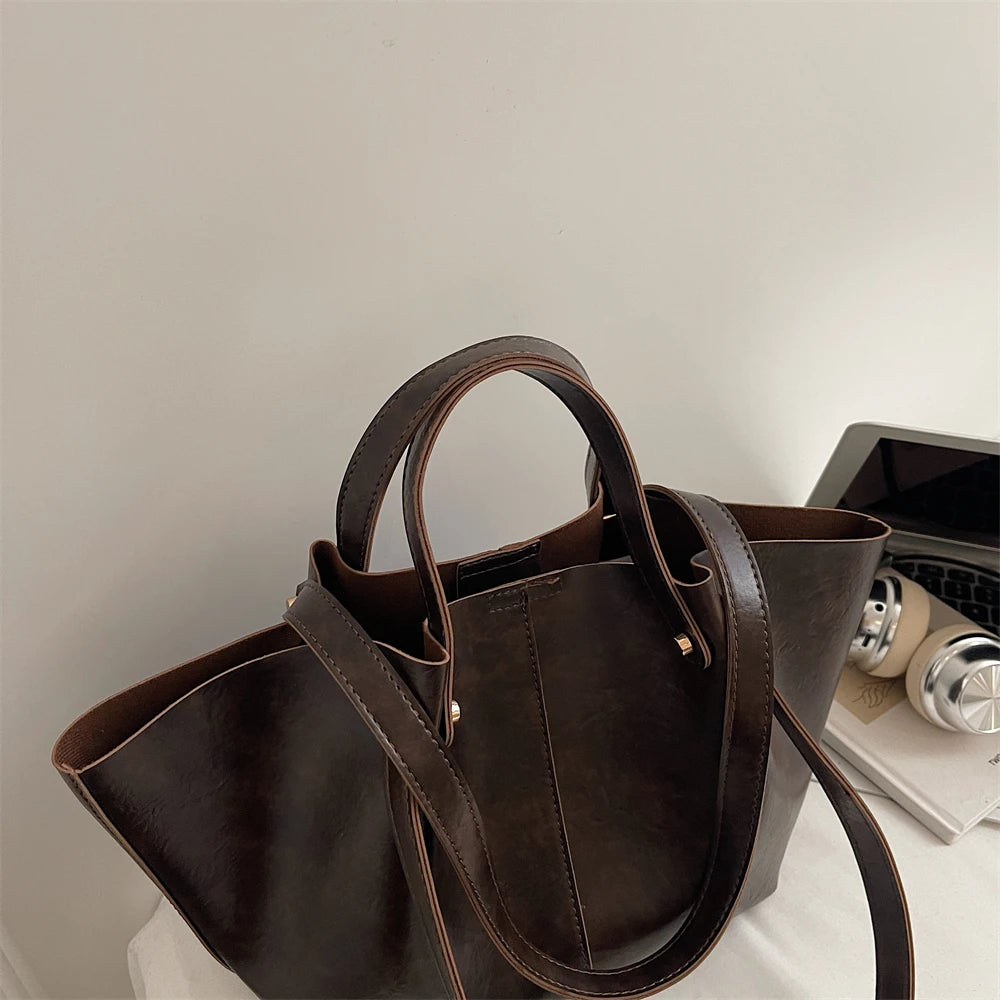 Transformable Shoulder Tote Bags For Women 2025 Latest Luxury Designer Handbags Soft PU Leather Large Capacity Shopper Tote Bag
