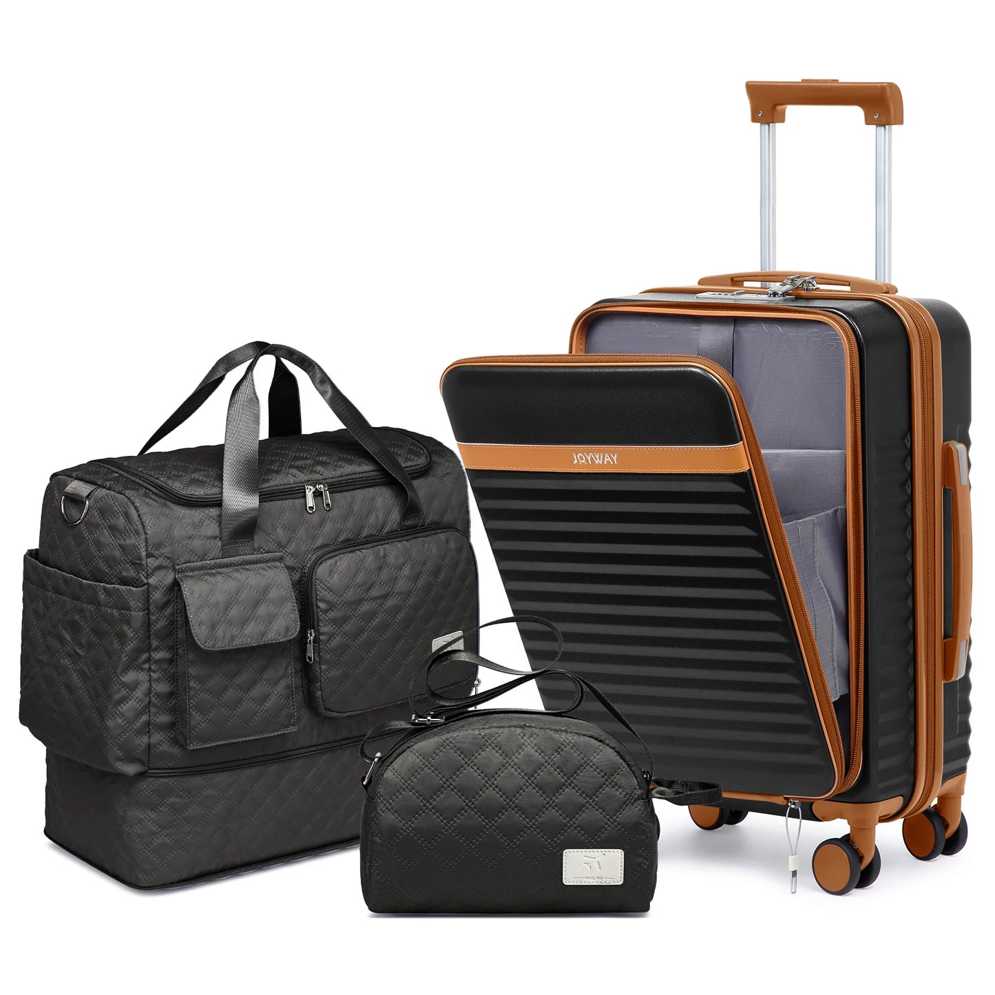 Joyway 20 inch Front-opening Luggage Suitcase with Expandable Multi-purpose Bag and Small Crossbody Bag