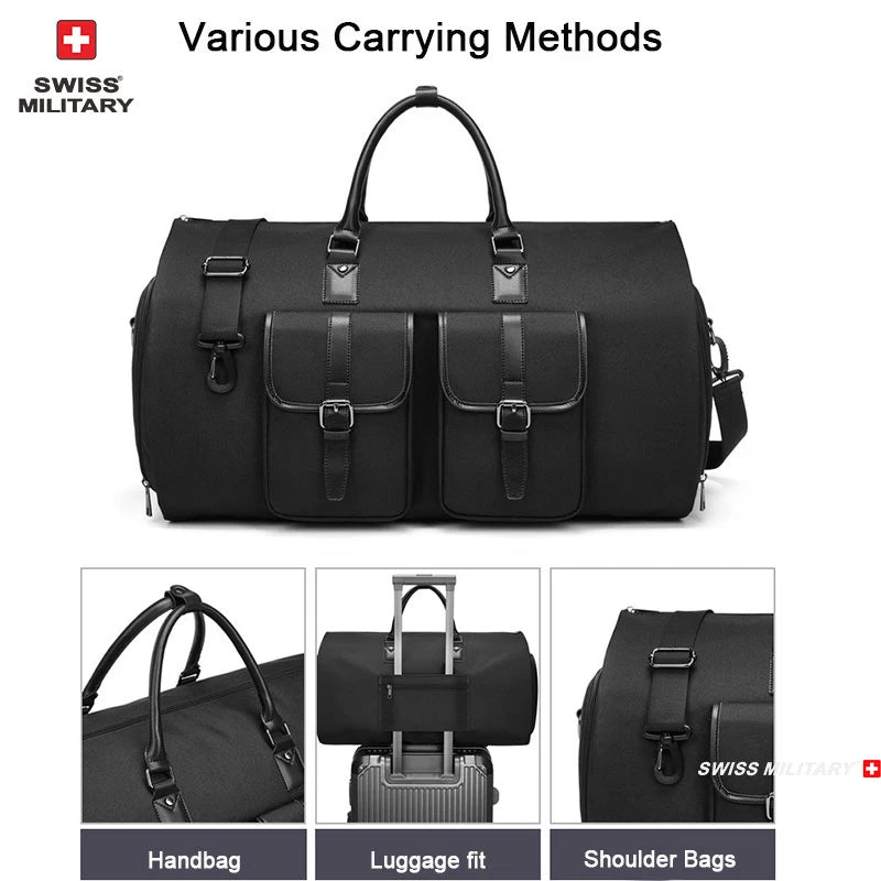 SWISS MILITARY New Men's Business Garment Bags Large Multifunctional Foldable Suit Bag with Shoes Bag Gym Bag Shoulder Bags