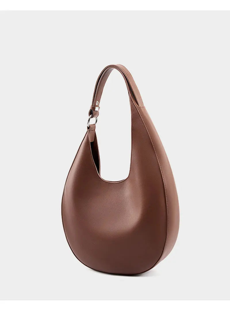 Genuine Leather Women Tote Bags Fashion Luxury Designer Women's Shoulder Bag Quality Cowhide Large Capacity Half Moon Handbags
