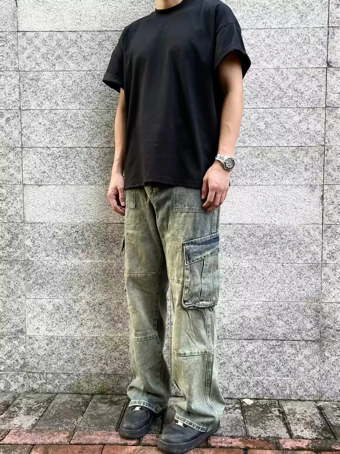 Retro American Wide Leg Workwear Jeans Multi Pocket Loose Fit Straight Leg Jeans for Men And Women Autumn Winter New Arrival