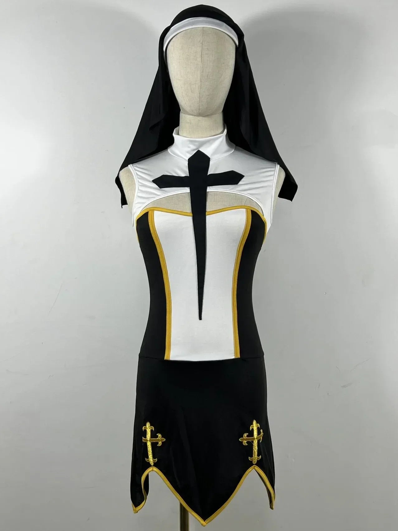 Women's Sexy Nun Cosplay Costume Carnival Halloween Fantasia Fancy Dress