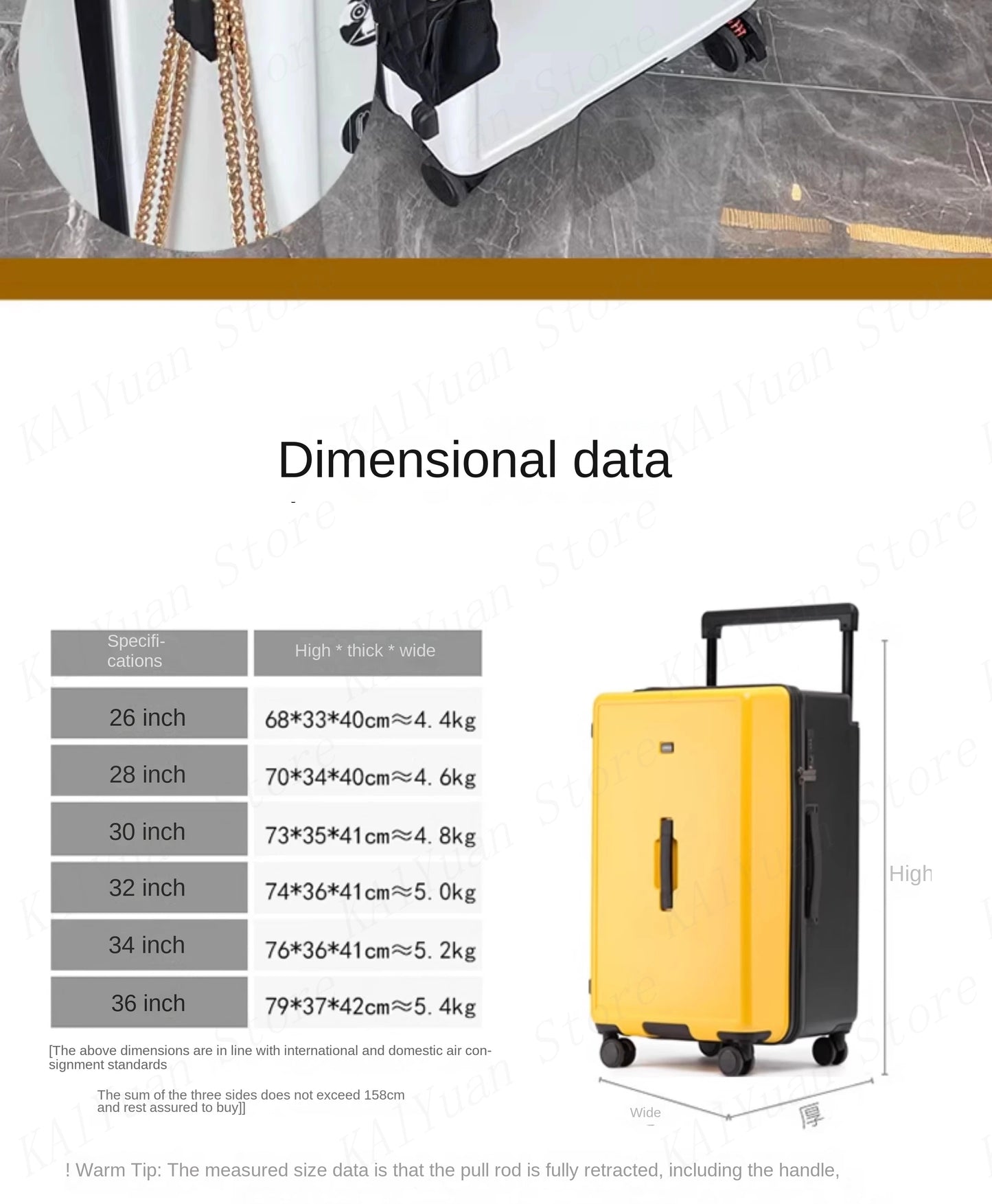 Large Capacity Wide Handle Suitcase Five Wheels Explosion Proof PC Luggage with Brake Spinner Wheels Trolley Case 22/28/36 Inch
