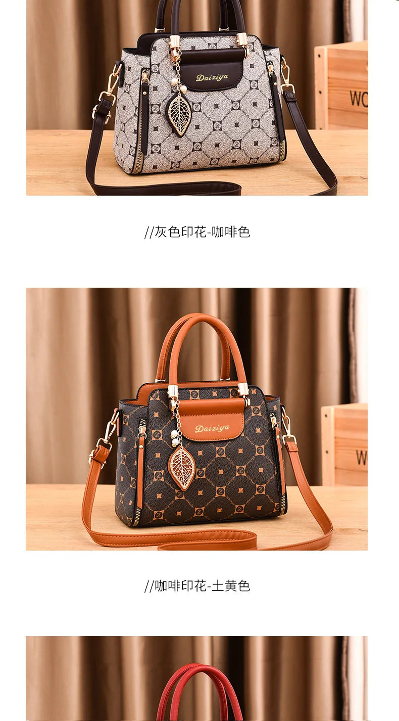 Fashionable Printed Women'S Handbag New High-Capacity Shoulder Bag Classic Retro Diagonal Cross Bag Urban Commuting Tote Bag