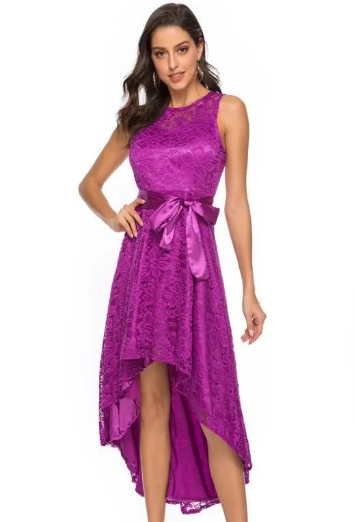 Women's Luxury Wedding Bridesmaid Dresses Elegant Lace Evening Sweet Party Dress Plus Size Slim High Waist Bow Maxi Dresses