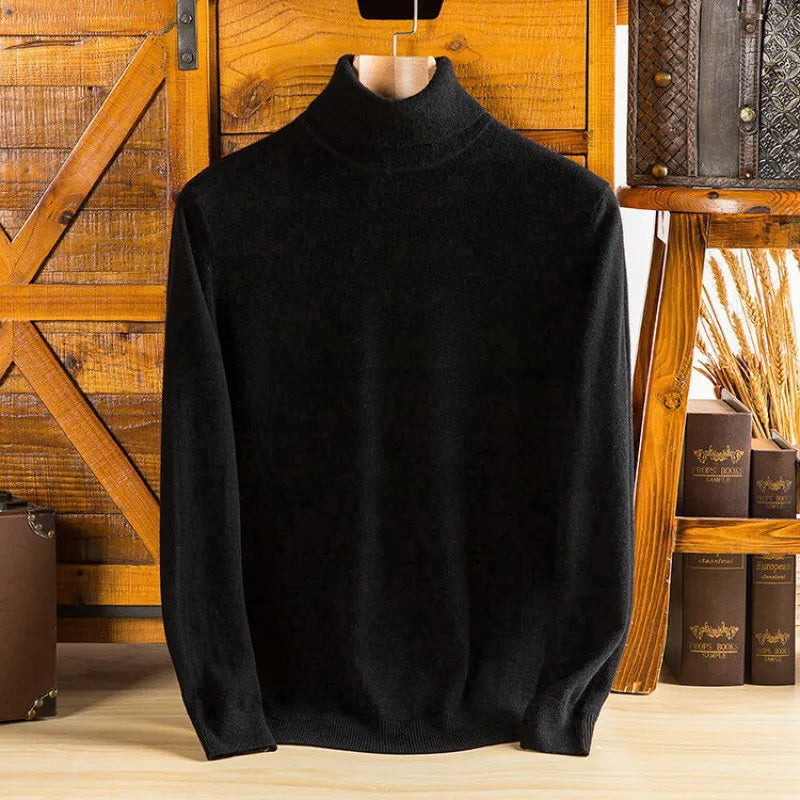 Men's 100% pure Cashmere Sweater High Lapels Pullovers Knitted Wool Winter New Tops Long Sleeve High-End Jumpers