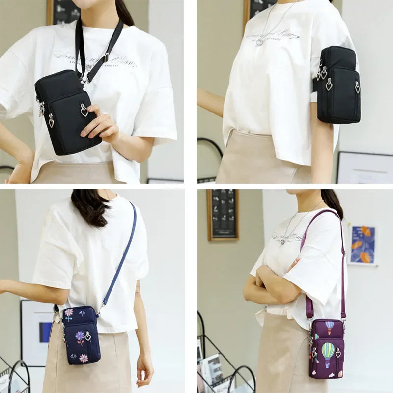 Waterproof Nylon Mobile Phone Versatile Mini Bag Purses Women's Shoulder Cross Body Messenger Bag