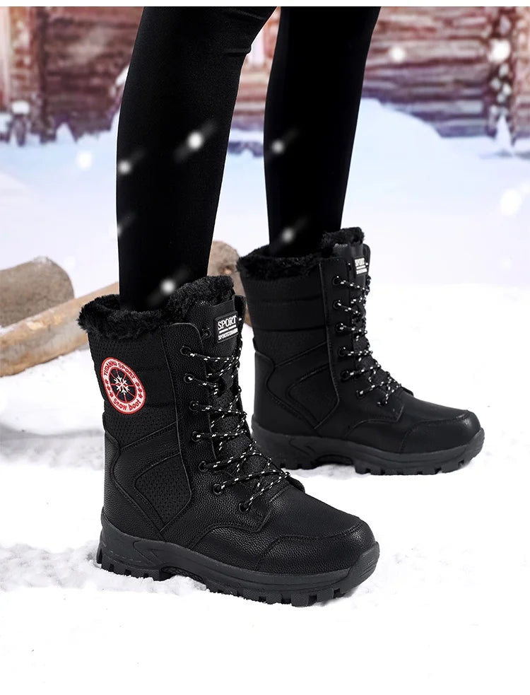 2025 new winter warm plush lined snow boots women's outdoor waterproof and non-slip plush cotton boots comfortable platform shoe
