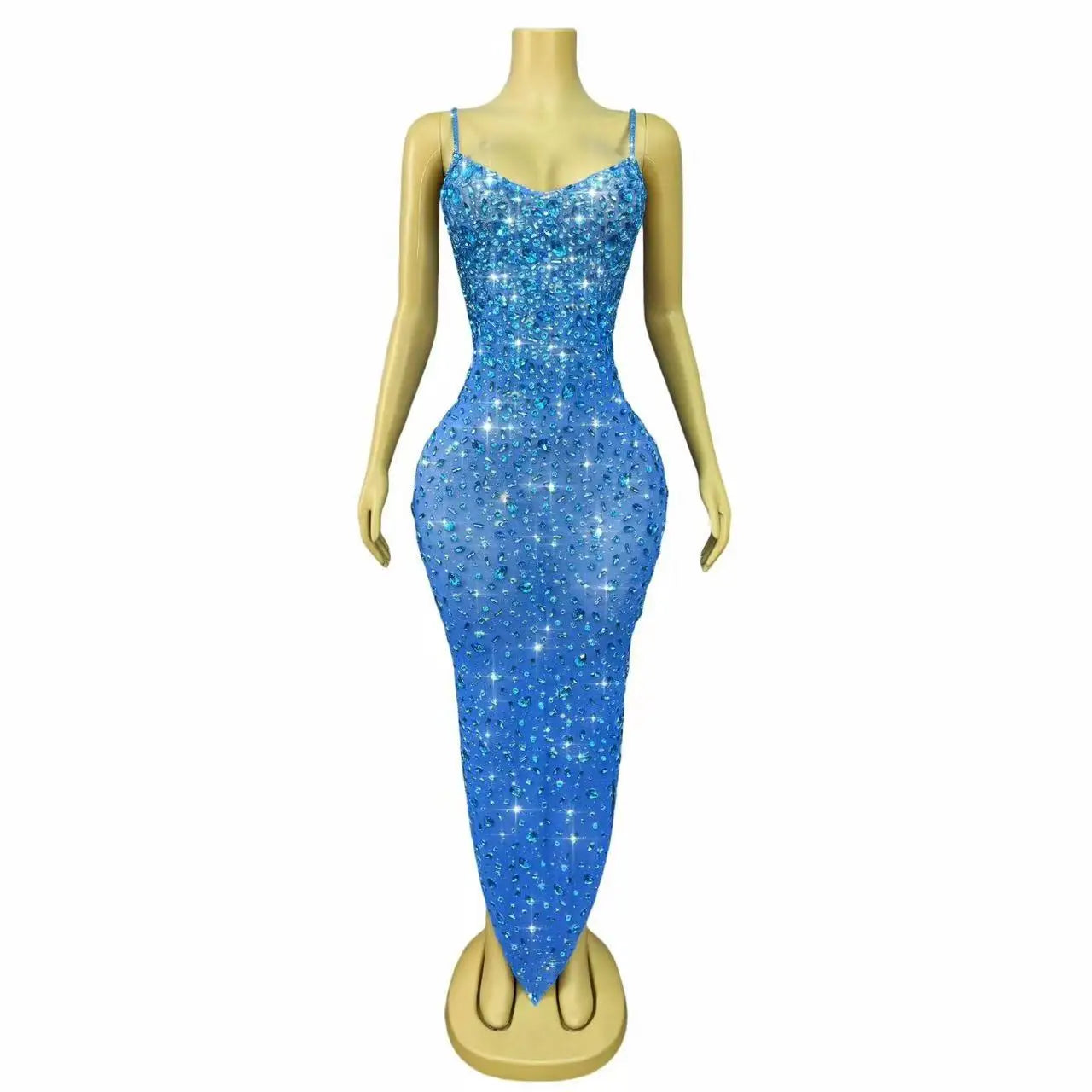 Women Birthday Evening Cocktail party Gown Red Carpet Club Stage Outfit Luxury Rhinestones Sexy Mesh See Through Bodycon Dress