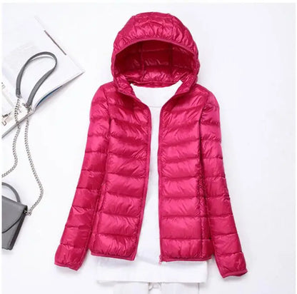 90% Ultralight Duck Down Jacket Women's Winter Hooded Short Slim Fit Down Jacket 2024 Fall/Winter Women's Down Jacket