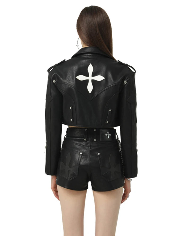 Sweet Cool Moto&Biker Pu Leather Jacket Fashion Street 2026 Black Coat Women Spring Autumn New Slim Fit Short Tops Mujer