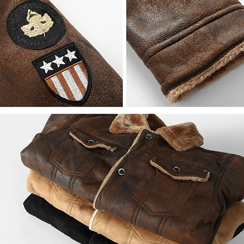 High Quality Leather Jackets Casual Man Winter Fleece Motorcycle Faux Leather Jacket Male Anti-wind Lapel Zipper Jackets Men