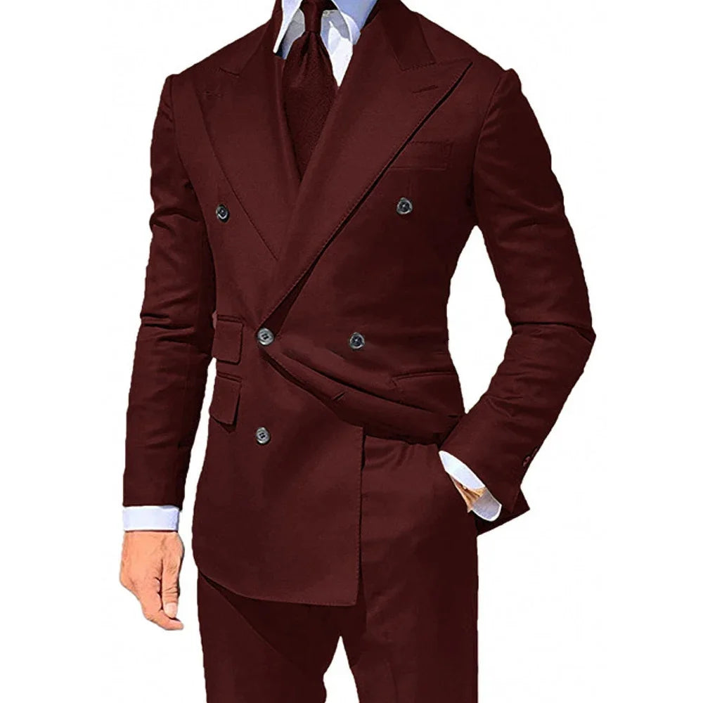 Yellow Men Suits 2 Pieces Set Fashion New Men's Casual Boutique Business Formal Wedding Groom Suit Coat Blazer Trousers 2024