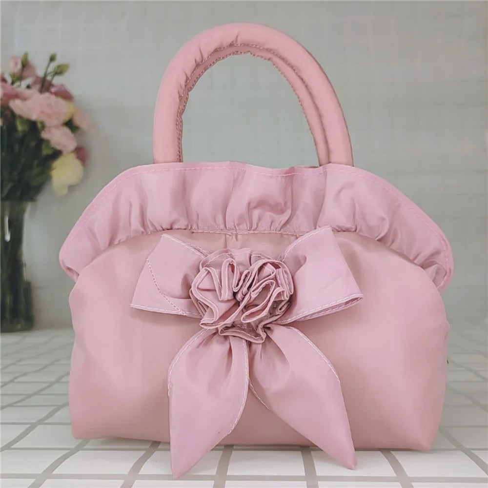 Small Women Middle Bag Top Handle Ladies Handbag Phone Bag Summer Purse National Style With Zipper Bowknot
