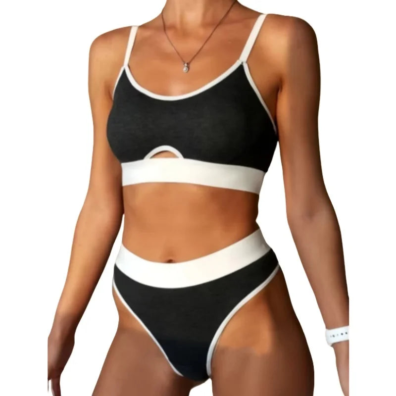 Women Cotton Bra And Panties Set Sexy Low Rise Thongs U-Back Padded Bra Tops Comfort Seamless Underwear Female Sexy Lingerie Set