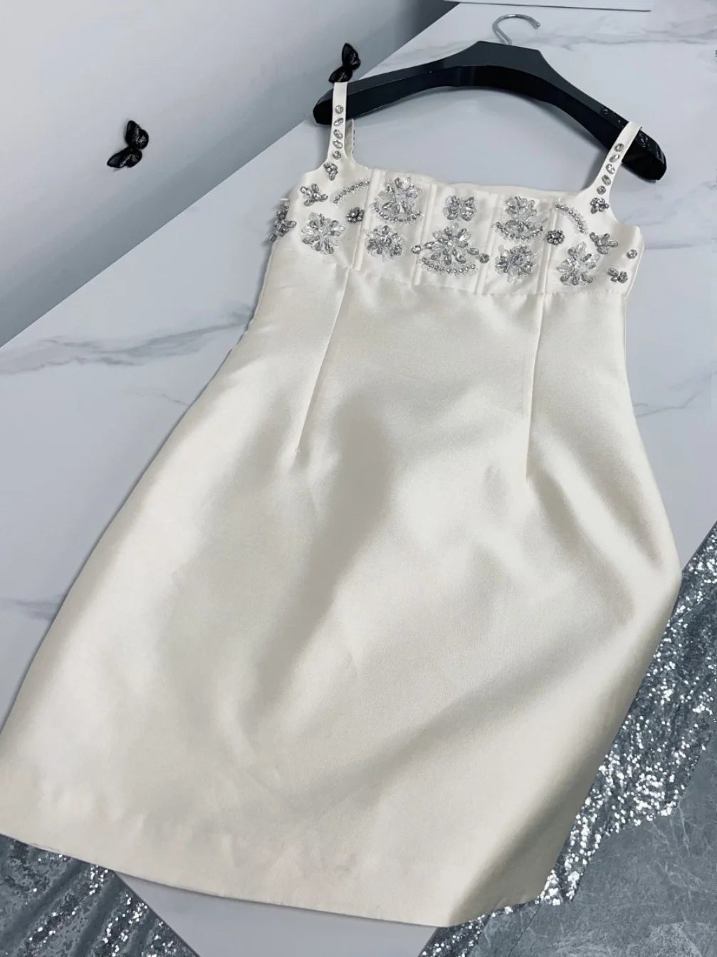 Summer New Sexy Sparkling Diamond High-Defn Beaded Acetate Strapl Gown for Women Par Ball Gown Dr