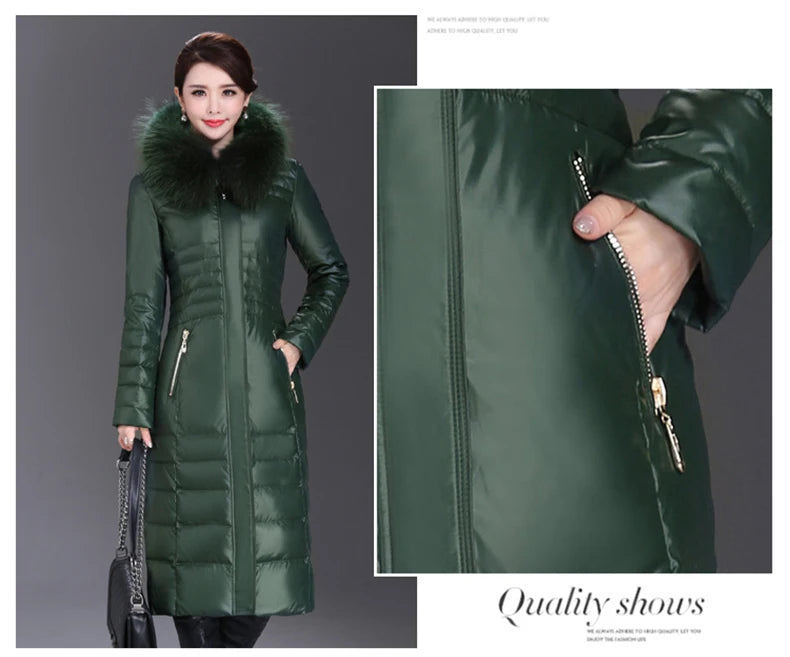 Shengyu Boya Middle-Aged and Elderly Women's Over-The-Knee Long down Jacket, Thickened Slim-Fit Coat for Mothers, New Style