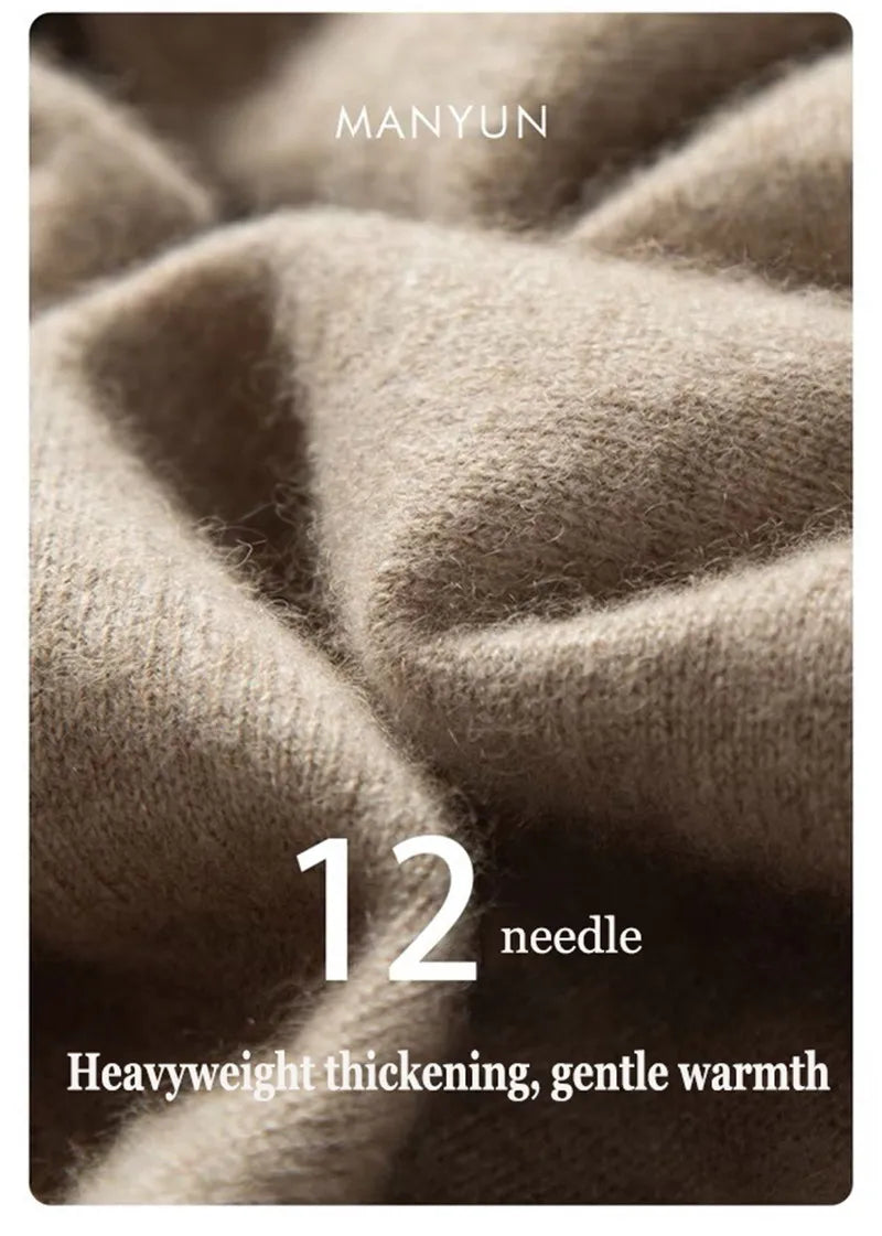 Men's 100% pure Cashmere Sweater High Lapels Pullovers Knitted Wool Winter New Tops Long Sleeve High-End Jumpers