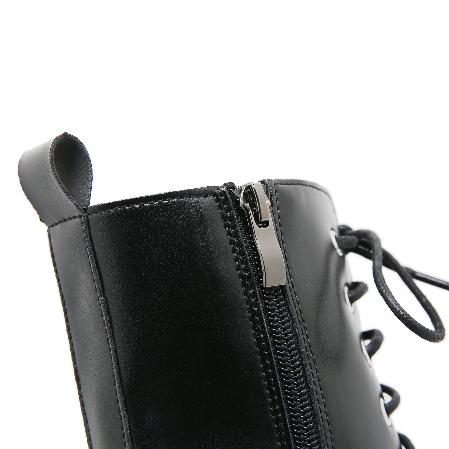 Gdgydh Women Punk Boots PU Leather Embroidered Spider Web Design Shoes Cool Retro Chunky Wedges Platform Boots Lace Up