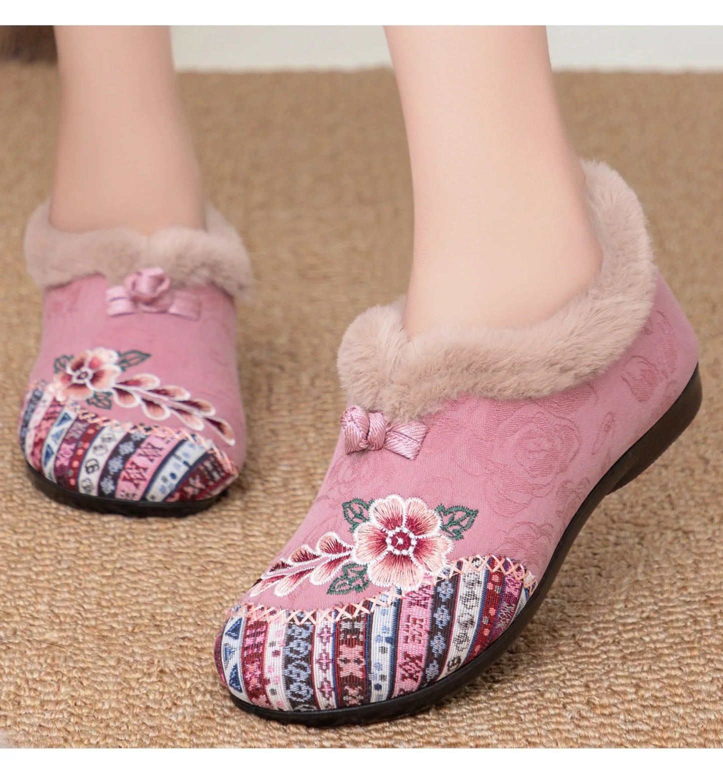 Fashion Women's Shoes Zapatillas De Mujer Cotton Shoes Woman Botines Embroidered Snow Boots Women Botas Winter Warm Short Boots