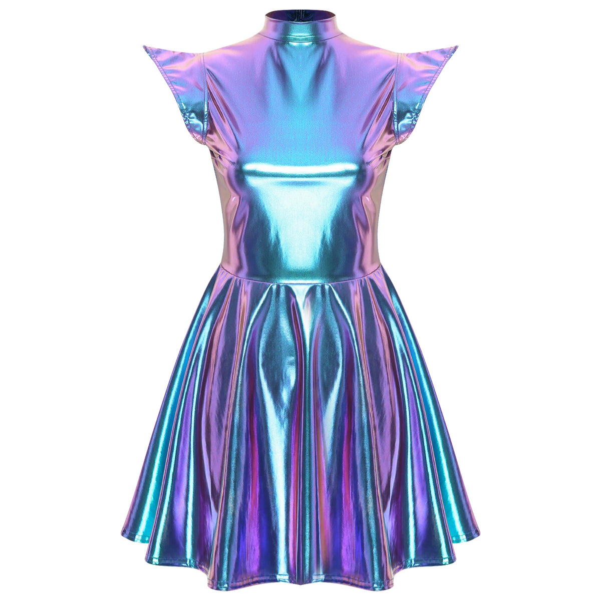 Womens Astronaut Alien Outer Space Alien Robot Cosplay Dress Halloween Cutie Costume Sequin Metallic Shiny A-line Mini Dresses