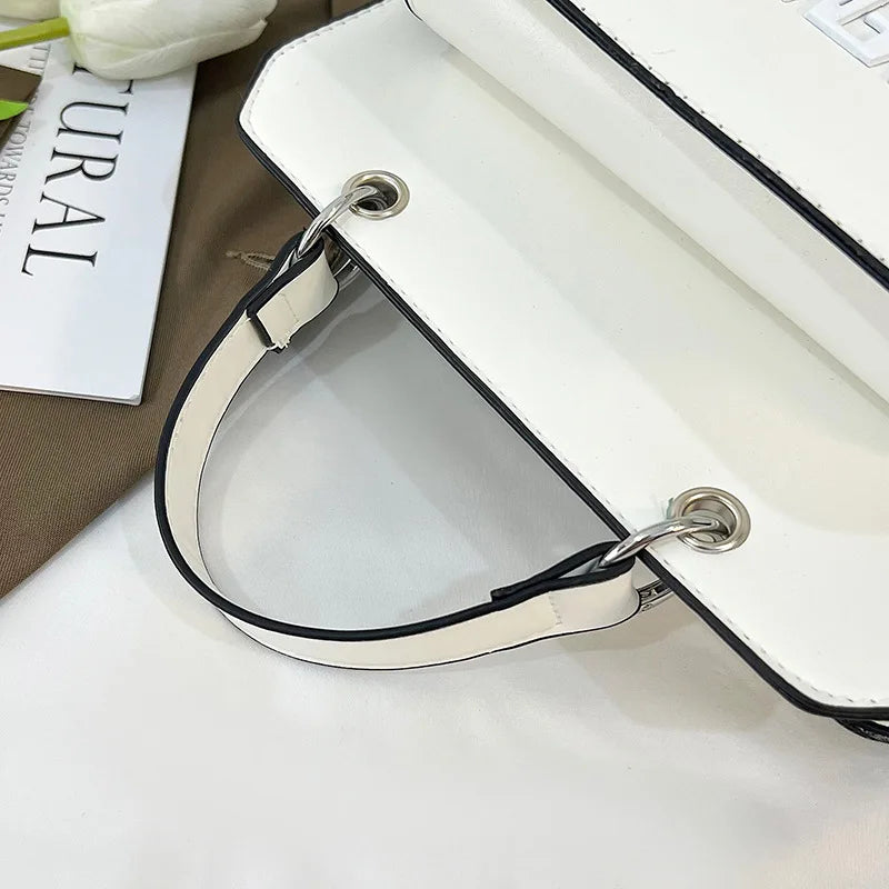 Trendy Commuter Women's Shoulder Bag Fashionable Letter Print Simple Urban Style PU Material Medium Size Zipper Opening Cross...