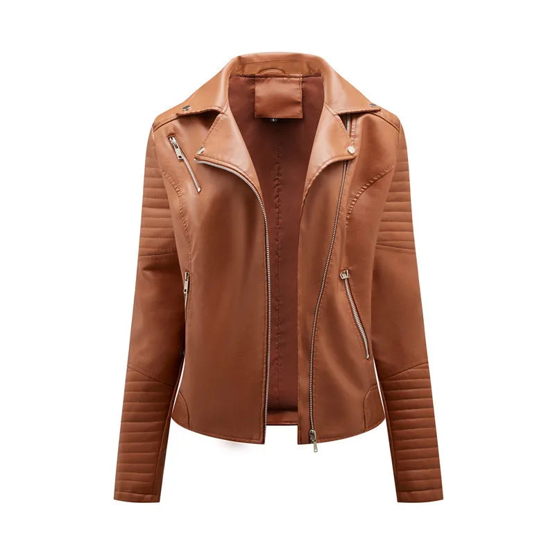 2026 New Fashion Women Faux Leather Jacket, Spring Autumn Zipper Casual Pu Coat, Female Biker Outerwear Ladies Clothes S-XXXL