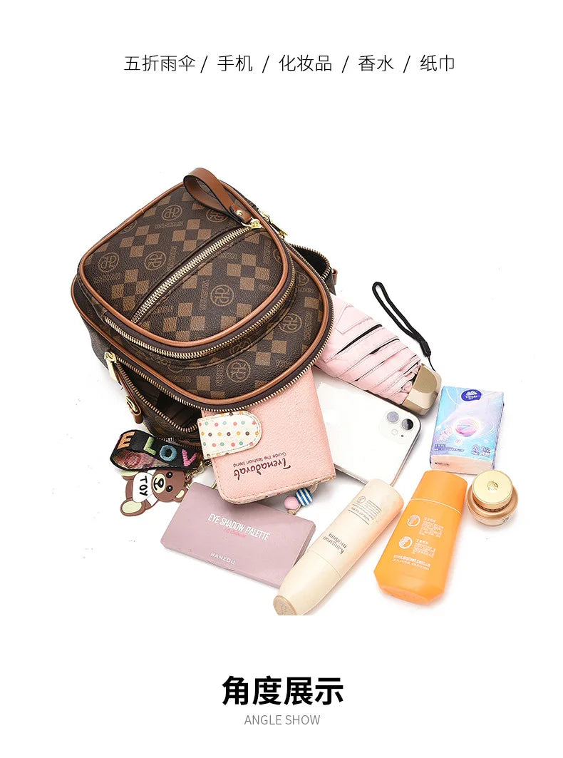 Fashion Trend Women's Backpack High Quality Soft Leather Women School Bag Famous Luxury Designer Female Shoulder Bags Sac A Dos