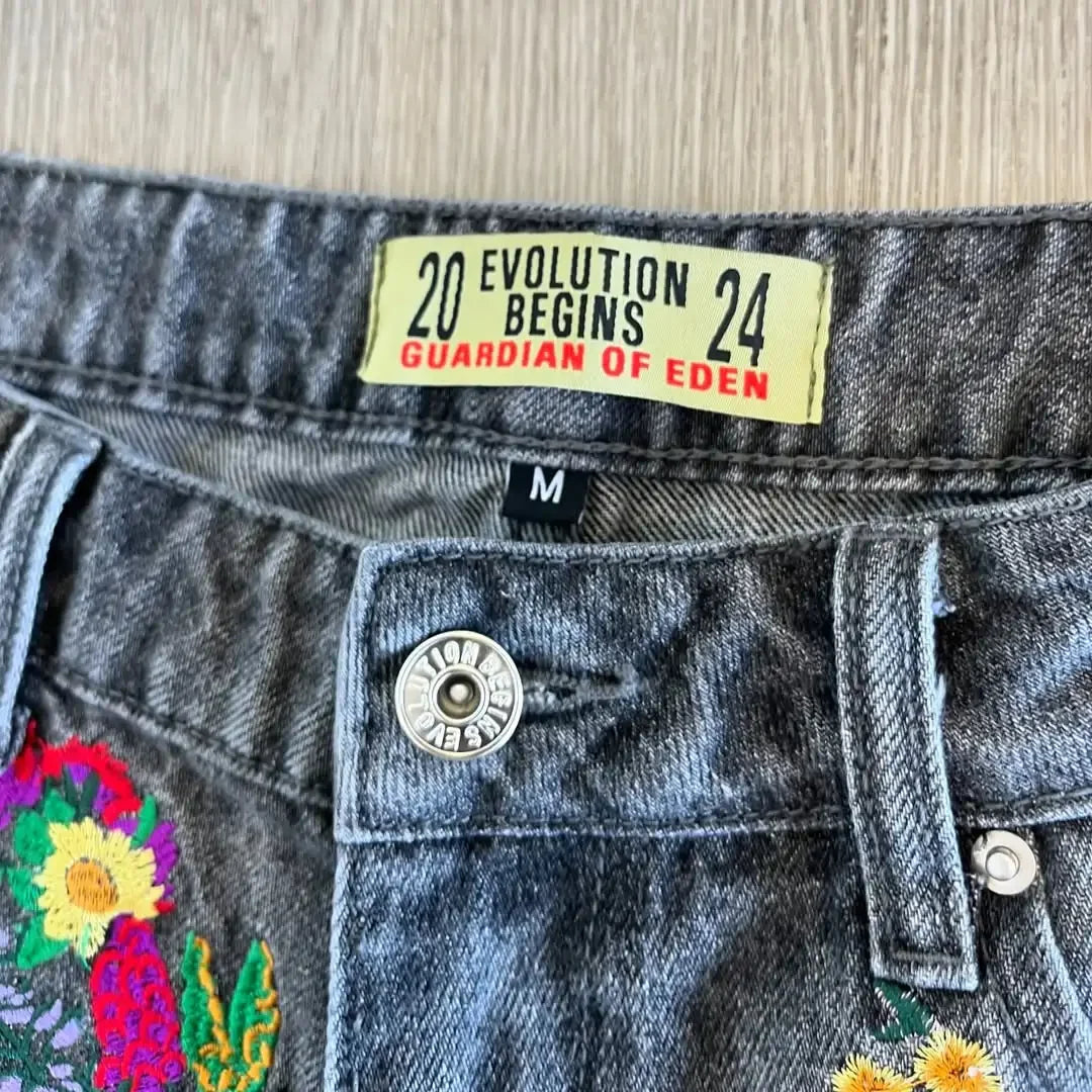 American Fashion Printed Denim Shorts Harajuku Hip-Hop High Street Denim Shorts Fashion Street Y2K Denim Shorts Men's Clothing