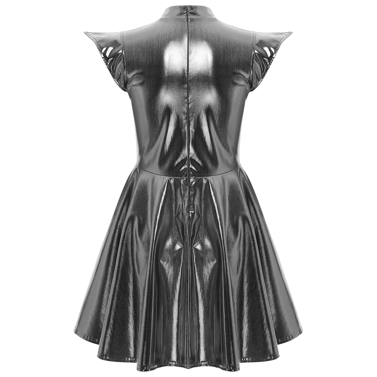 Womens Astronaut Alien Outer Space Alien Robot Cosplay Dress Halloween Cutie Costume Sequin Metallic Shiny A-line Mini Dresses